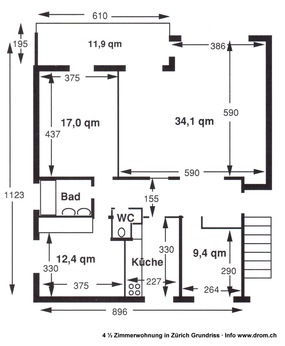 Grudriss der 4 ½ Zimmerwohnung 