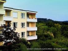 Die sonnige Südwestfassade mit Blick auf die Berge